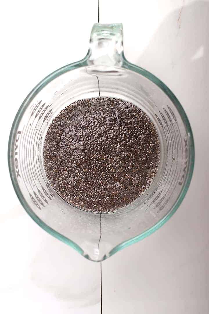 Chia eggs in measuring cup