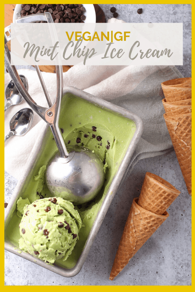 You’re going to love this Vegan Mint Chip Ice Cream. It’s a rich and creamy frozen dessert made with just 6 ingredients for an easy and delicious homemade treat.