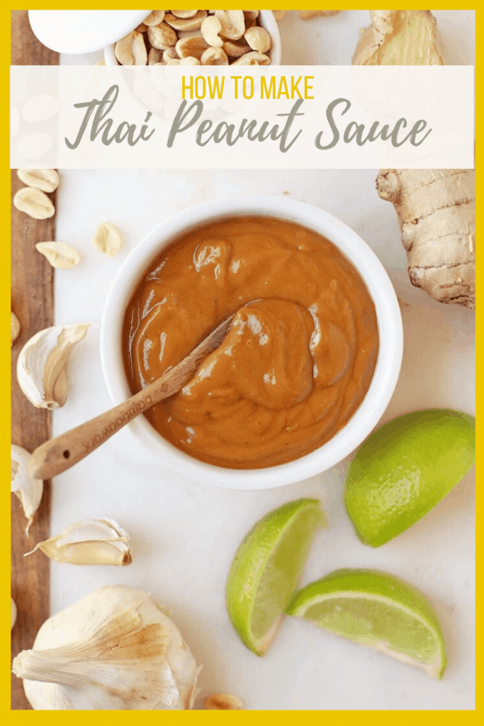 This easy 5-minute Thai Peanut Sauce is made with a few simple ingredients. It's the perfect sauce for salads, spring rolls, noodles, and more. Creamy, zesty, and with a little bit of heat, it's finger-licking good!