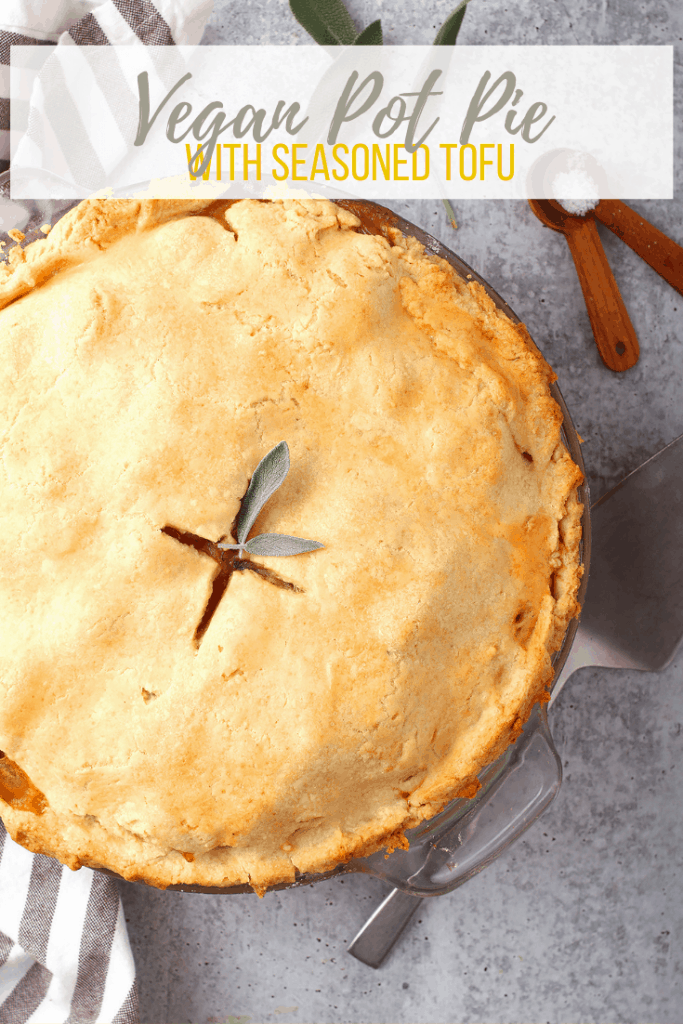 You're going to love this Vegan Pot Pie recipe! It is made with seasoned tofu, carrots, peas, and potatoes and baked in a flaky pie crust for a delicious cold-weather dinner the whole family will love. 